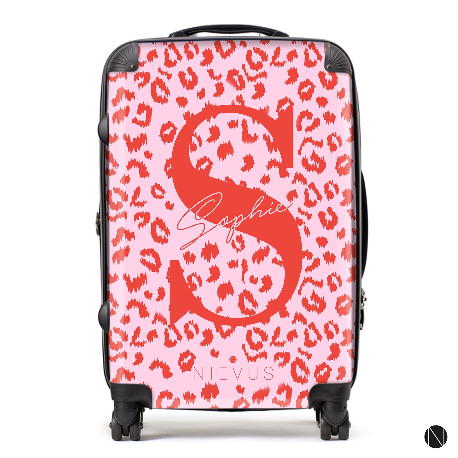The Personalised Leopard Print Suitcase - Pink Edition – NIEVUS