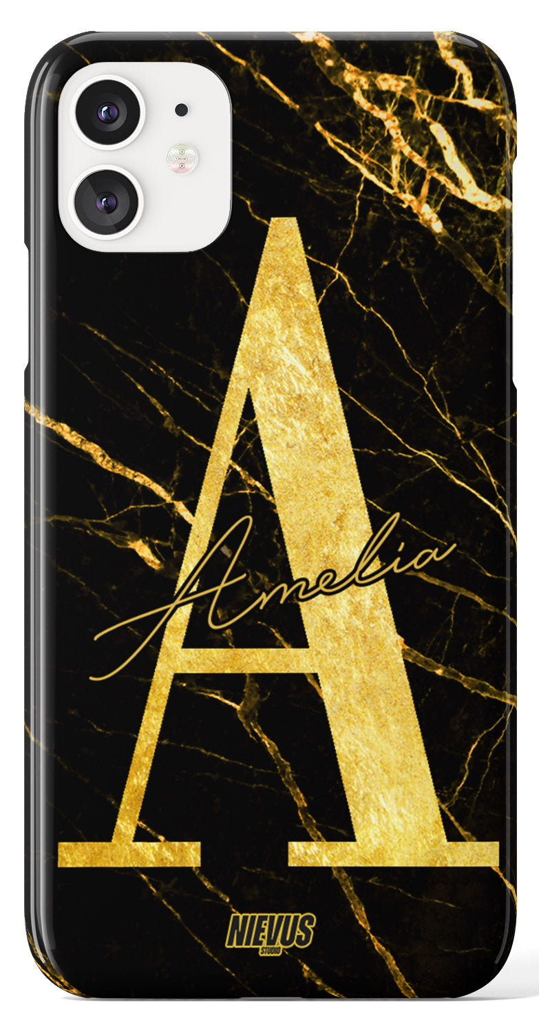 The Personalised Marble Case - Black & Gold Edition