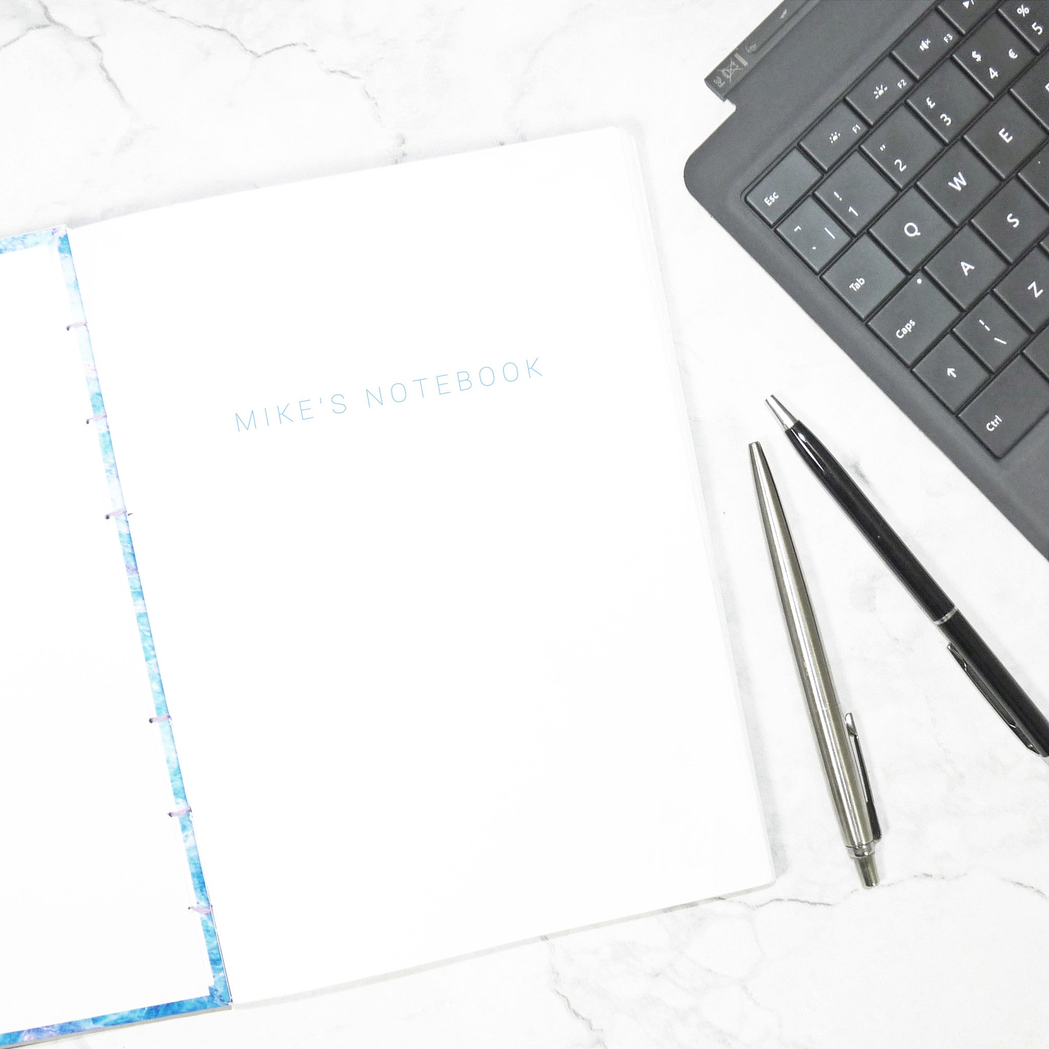 The Personalised Marble Notebook | Blue Edition