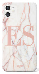The Personalised Initials Mid Marble Case | Pink Edition