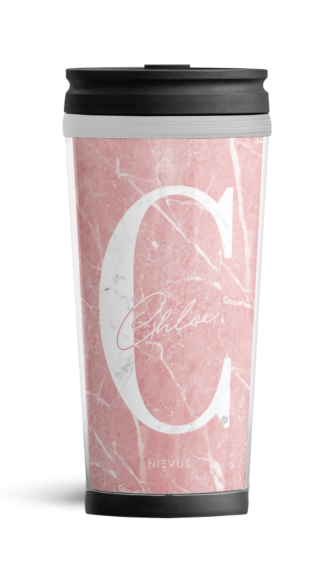 Personalised Travel Mug - Pink Marble Edition