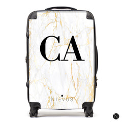 The Personalised Marble Suitcase - White Gold Edition