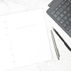 The Personalised Marble Notebook | White Edition